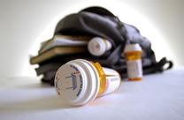 Backpack with prescription pill bottles